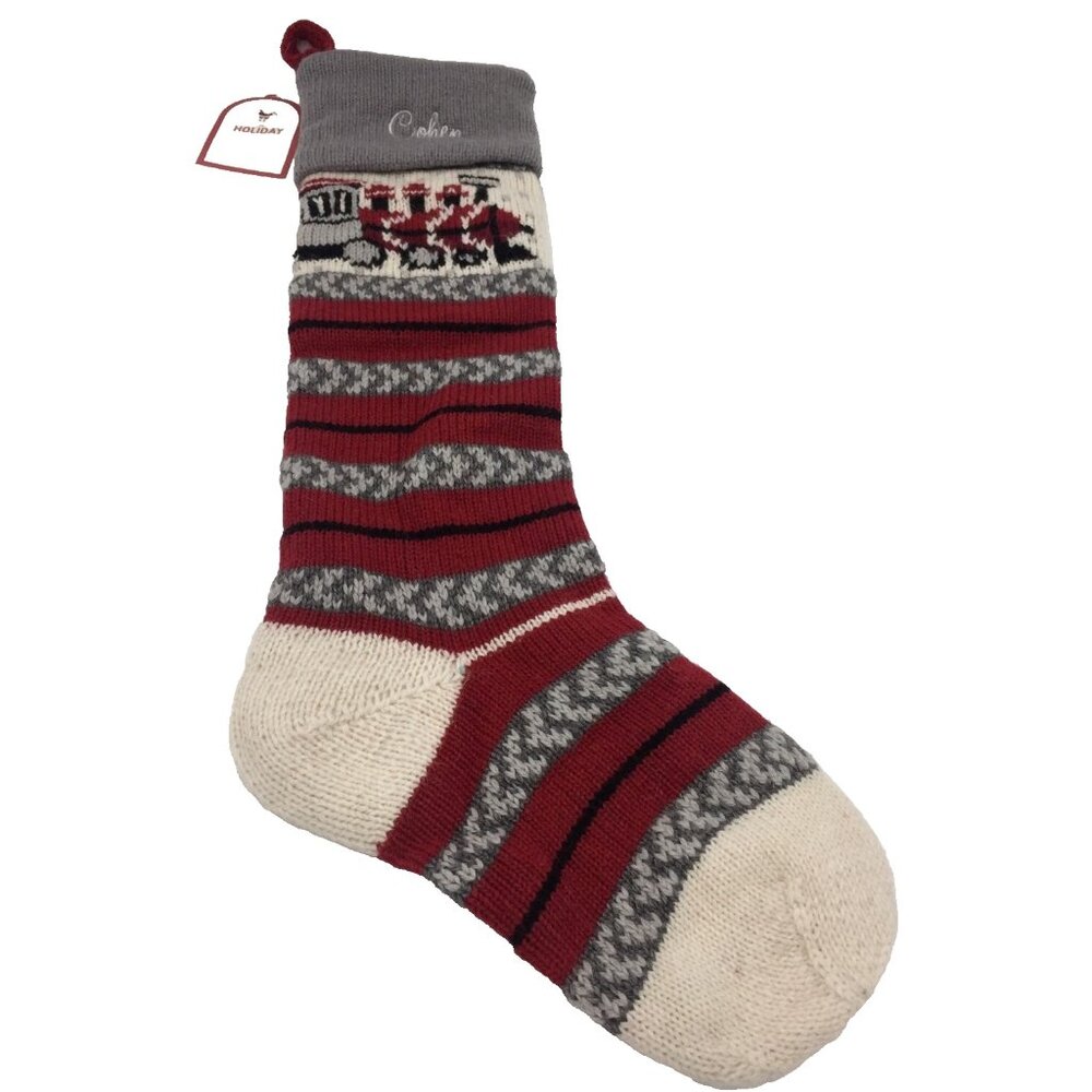 Pottery Barn Kids Cohen Train Natural Fair Isle Wool Stocking Monogrammed